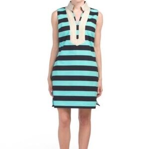 NWT Sail to Sable STS Stripe Tunic Shift Dress Sz MEDIUM $198 Cabbage/ Navy